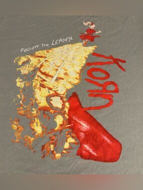 NWOT Korn Follow The Leader Band Tee Shirt XL Light Gray Metal Goth Bandtee Rock